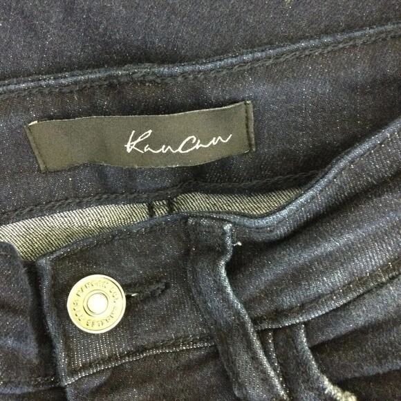 Kancan Womens Fringe Hem Ankle Zip Skinny Dark Wash Denim Jeans Blue Size 24 - Picture 9 of 11